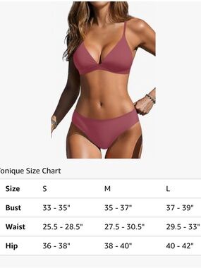 NWT Bikini Set medium bottom coverage- “Blush Red” (a lovely Mauve color)